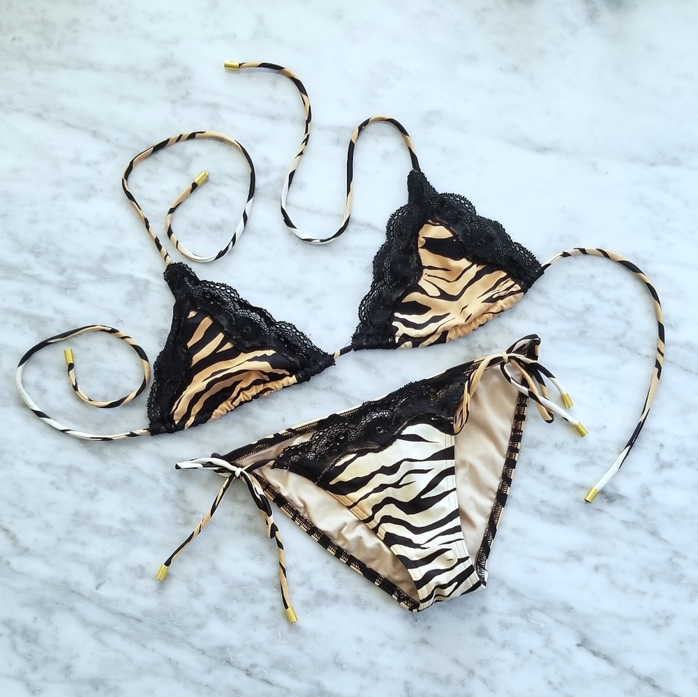 Victoria's Secret Tiger Bikini with Lace detail